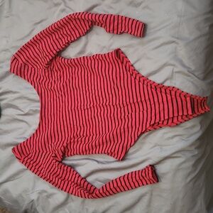 Black and Red Striped Bodysuit